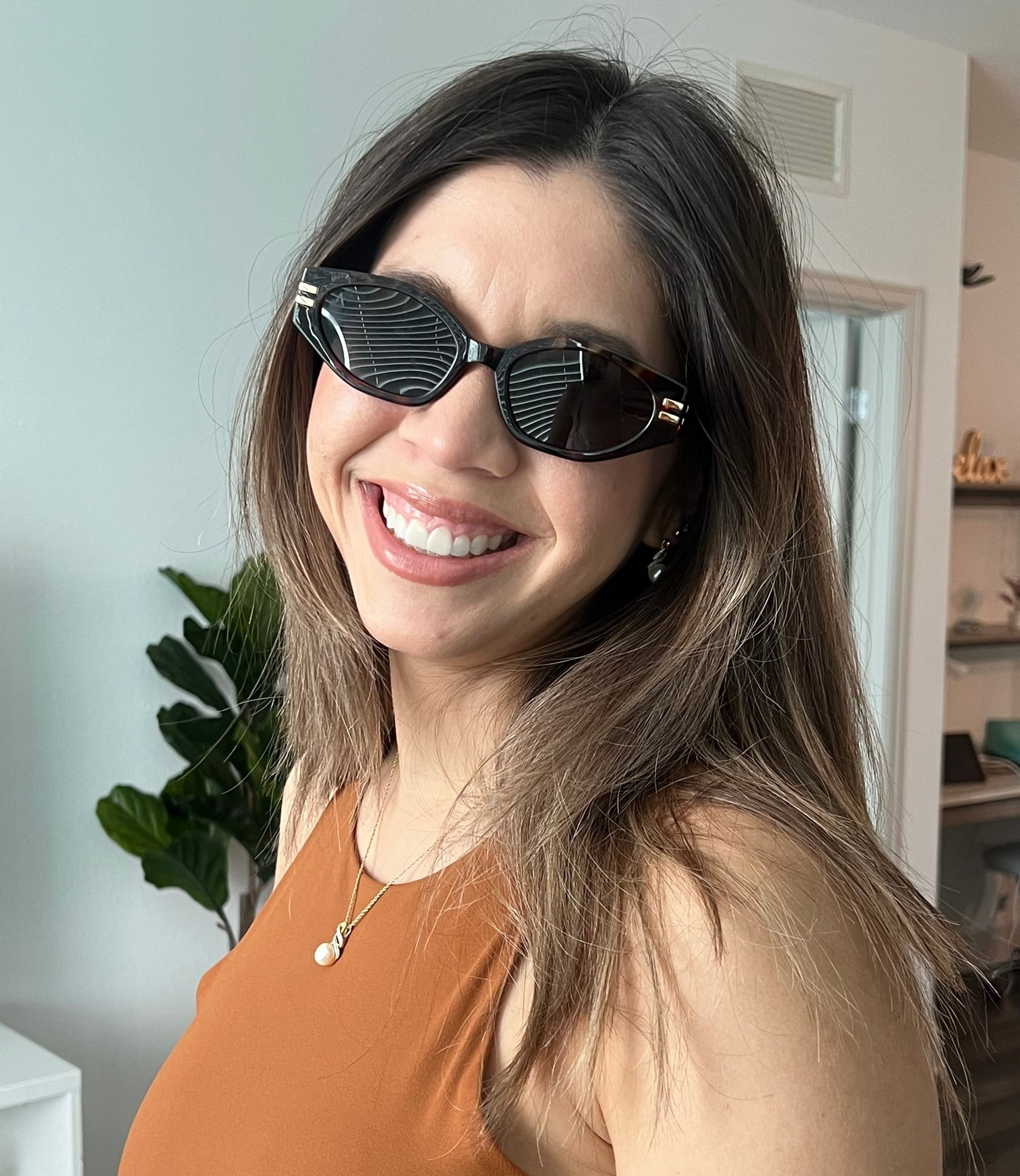 Sunglasses wearing Alfieyewear european style made for real women uv400